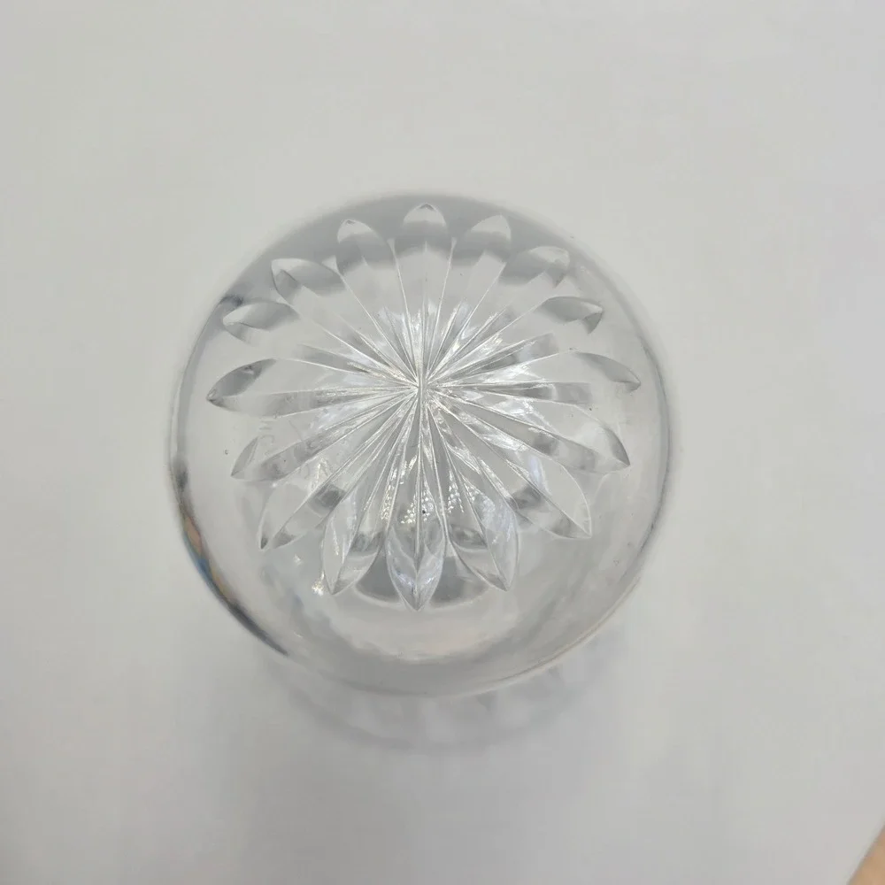 Vintage Cut Crystal Bud Vase Clear Flared Diamond Pattern Starburst Base 5in